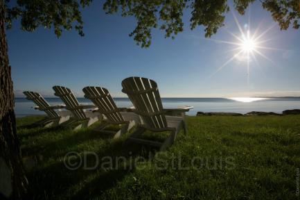 Chairs overlooking the water in Dunnville Ontario.