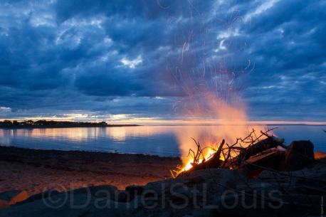 Fire on the beach in Grand Barachois, NB.